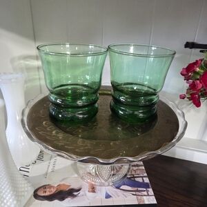 Anchor Hocking Green Glass Tumblers Vintage Cottagecore